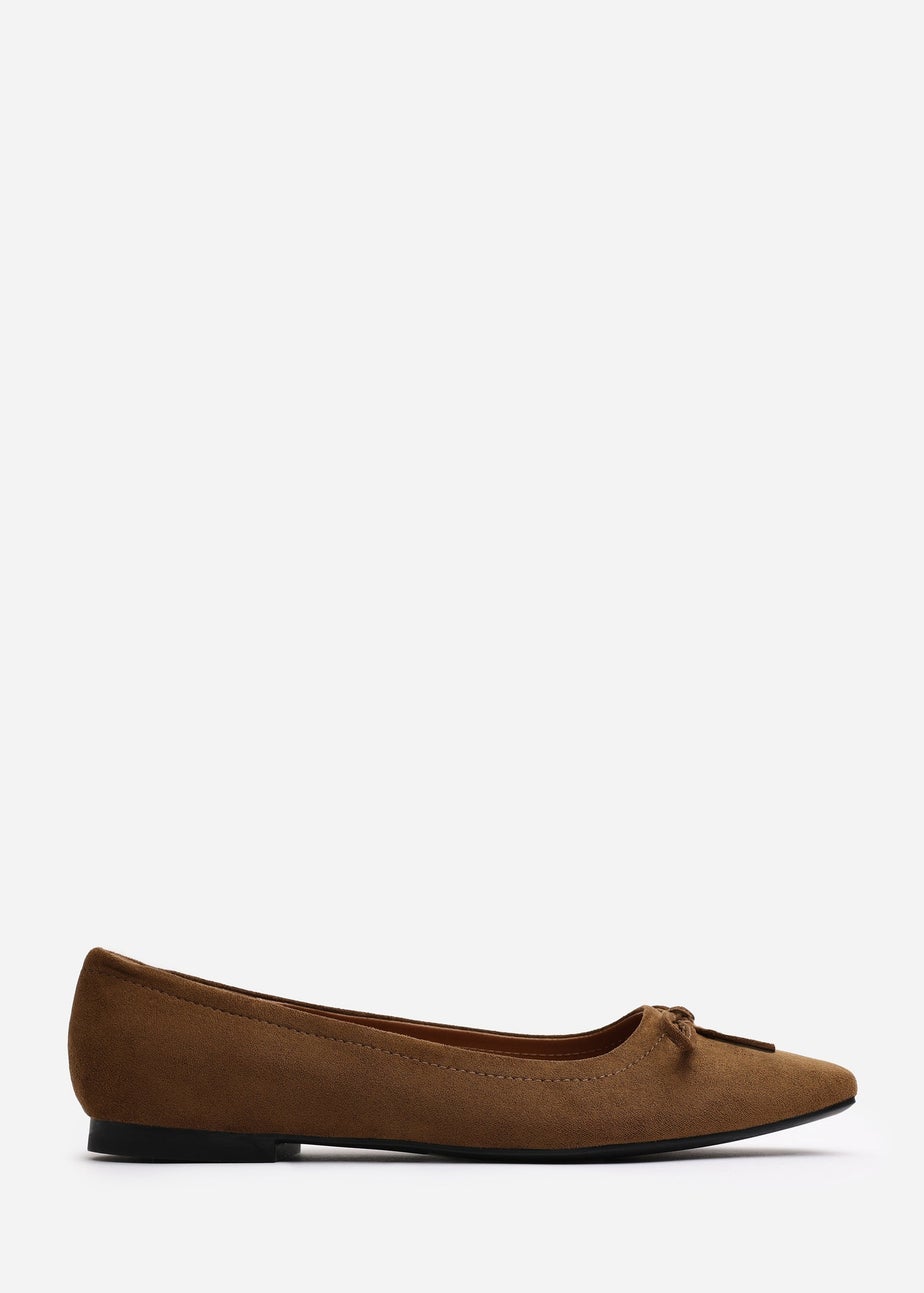 Where's That From Lauren Khaki Suede Flat Pumps