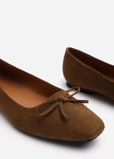 Where's That From Lauren Khaki Suede Flat Pumps