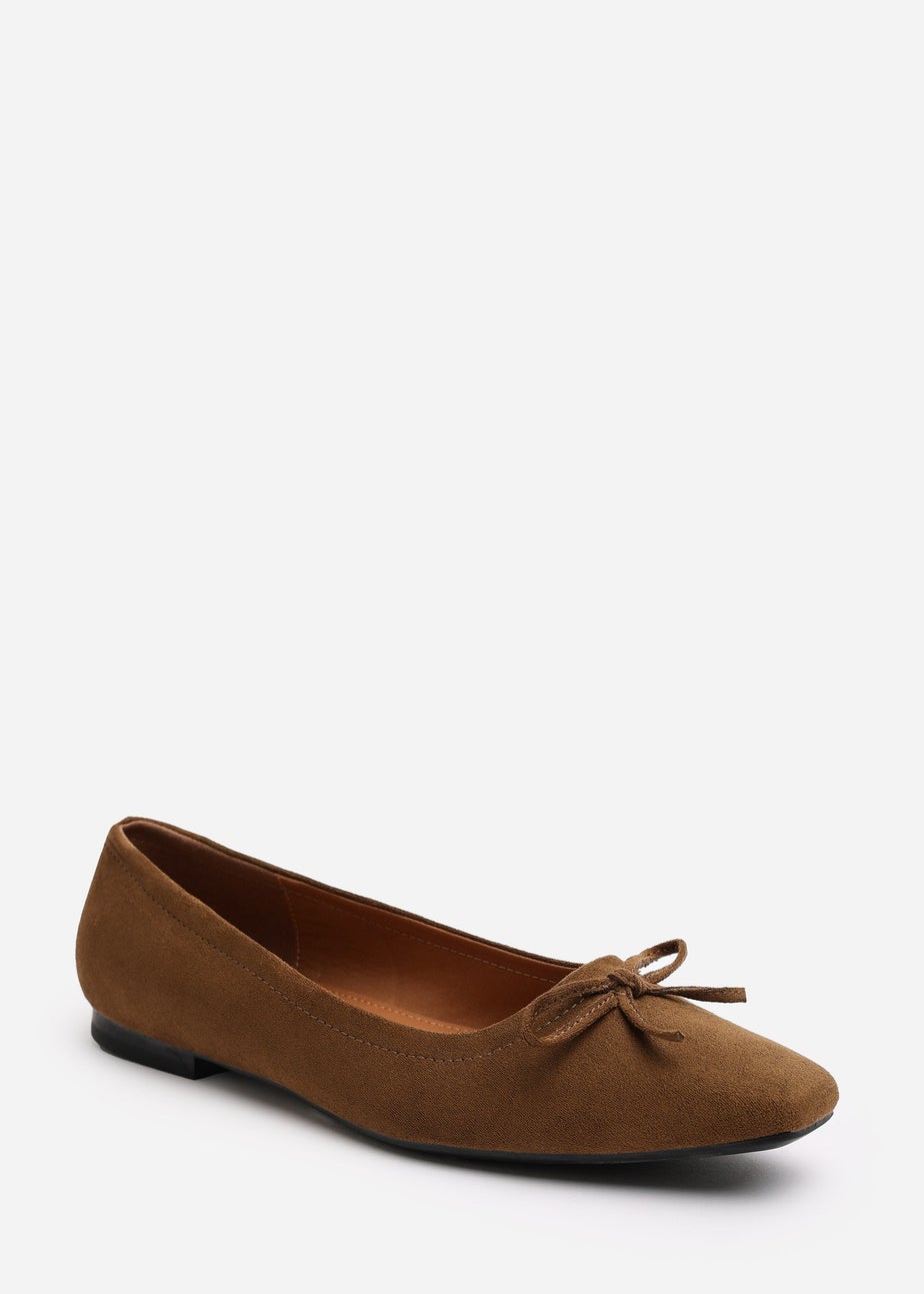 Where's That From Lauren Khaki Suede Flat Pumps