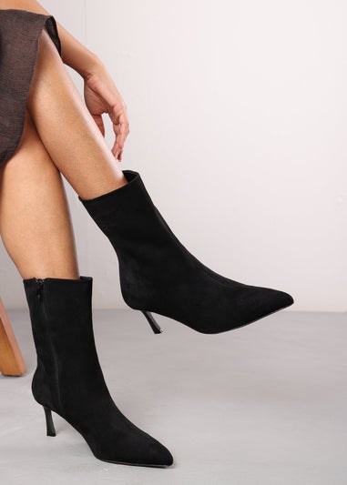 Where's That From Nyla Black PU Ankle Heeled Boots