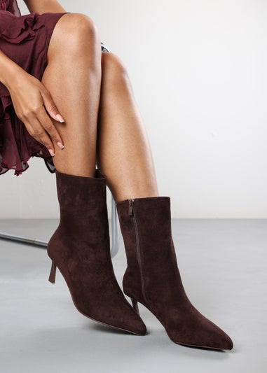 Where's That From Nyla Dark Brown PU Ankle Heeled Boots