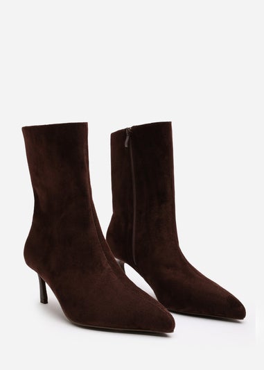 Where's That From Nyla Dark Brown PU Ankle Heeled Boots
