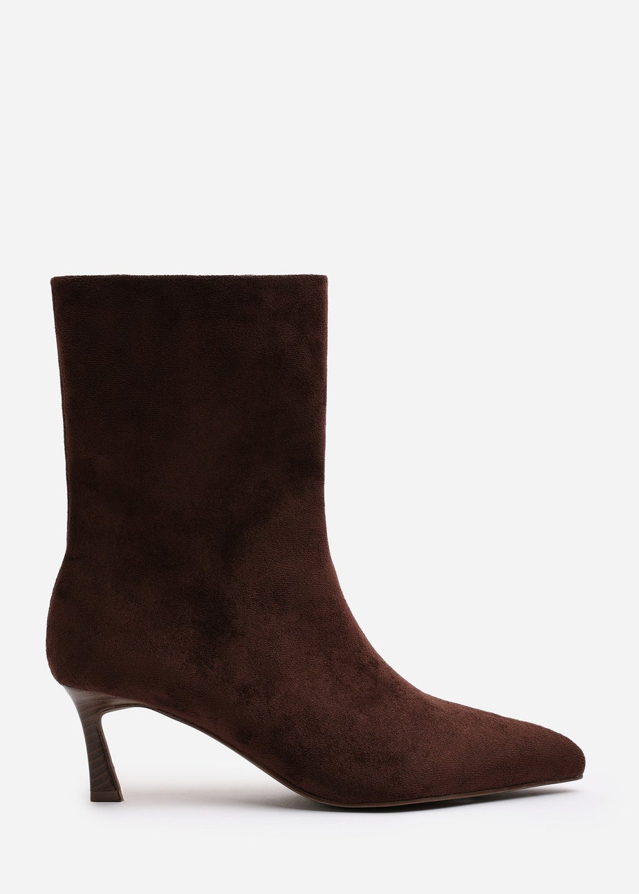 Where's That From Nyla Dark Brown PU Ankle Heeled Boots