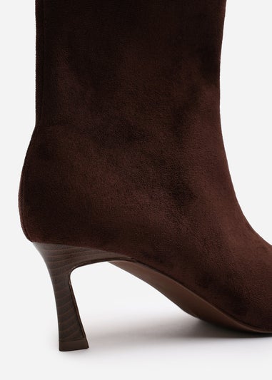 Where's That From Nyla Dark Brown PU Ankle Heeled Boots
