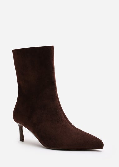 Where's That From Nyla Dark Brown PU Ankle Heeled Boots