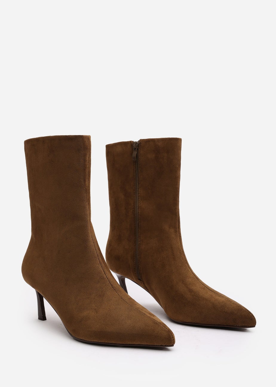 Where's That From Nyla Khaki PU Ankle Heeled Boots
