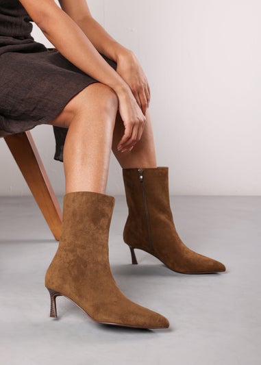 Where's That From Nyla Khaki PU Ankle Heeled Boots