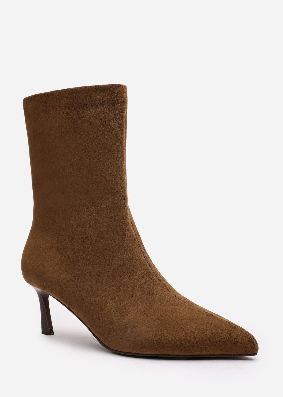 Where's That From Nyla Khaki PU Ankle Heeled Boots
