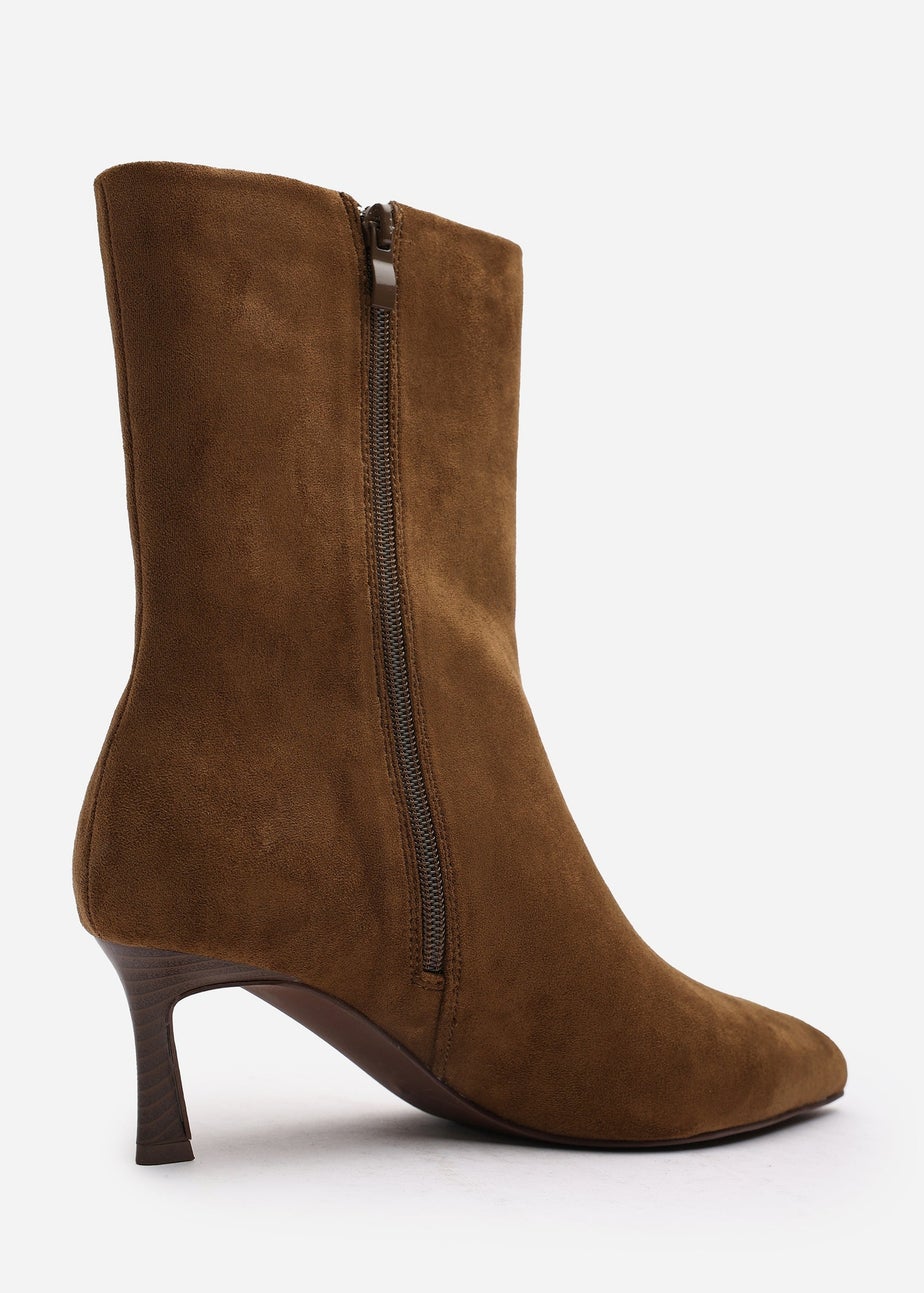 Where's That From Nyla Khaki PU Ankle Heeled Boots