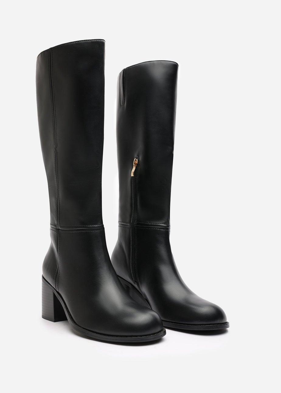 Where's That From Matilda Black PU Knee High Boots