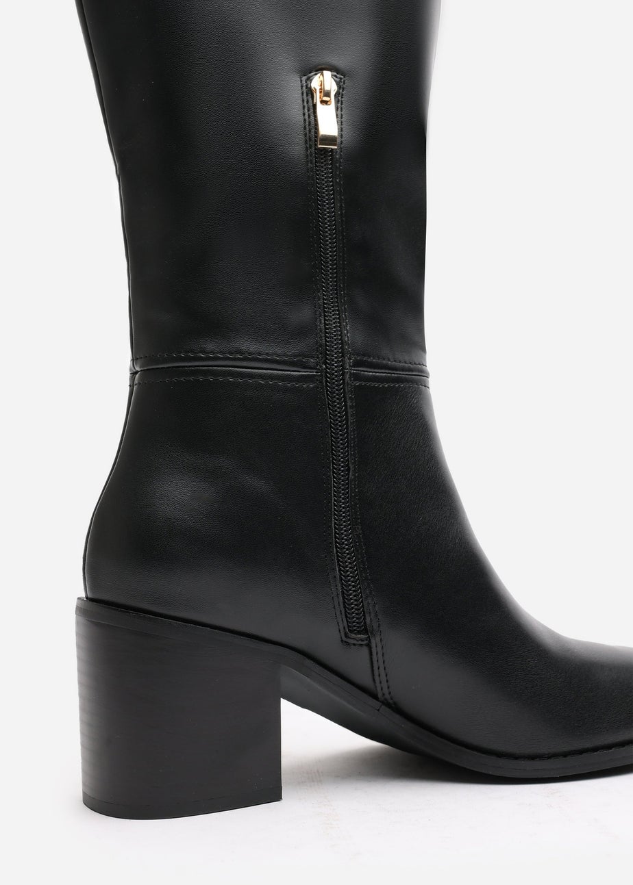 Where's That From Matilda Black PU Knee High Boots