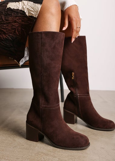 Where's That From Matilda Dark Brown PU Knee High Boots