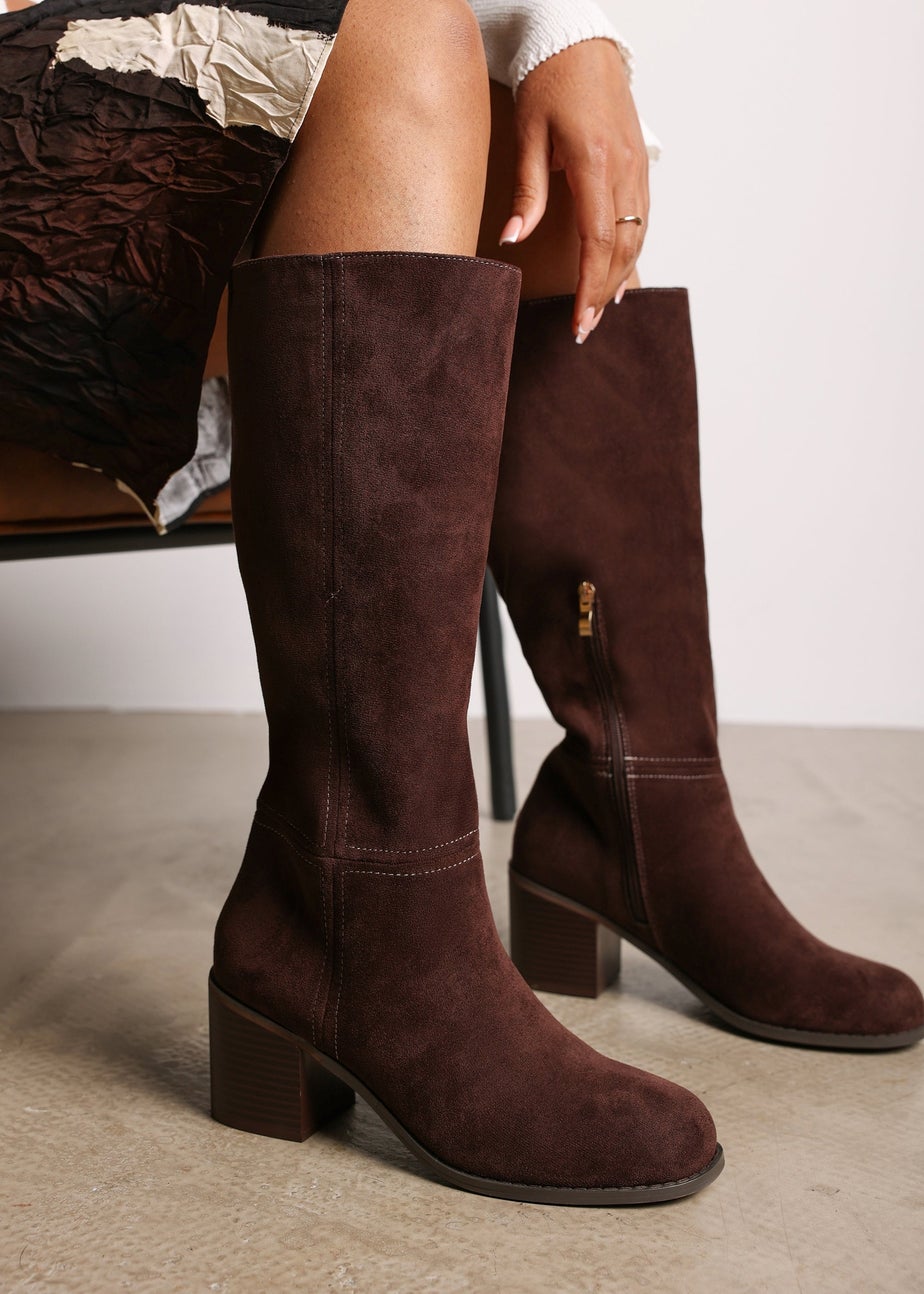 Where's That From Matilda Dark Brown PU Knee High Boots
