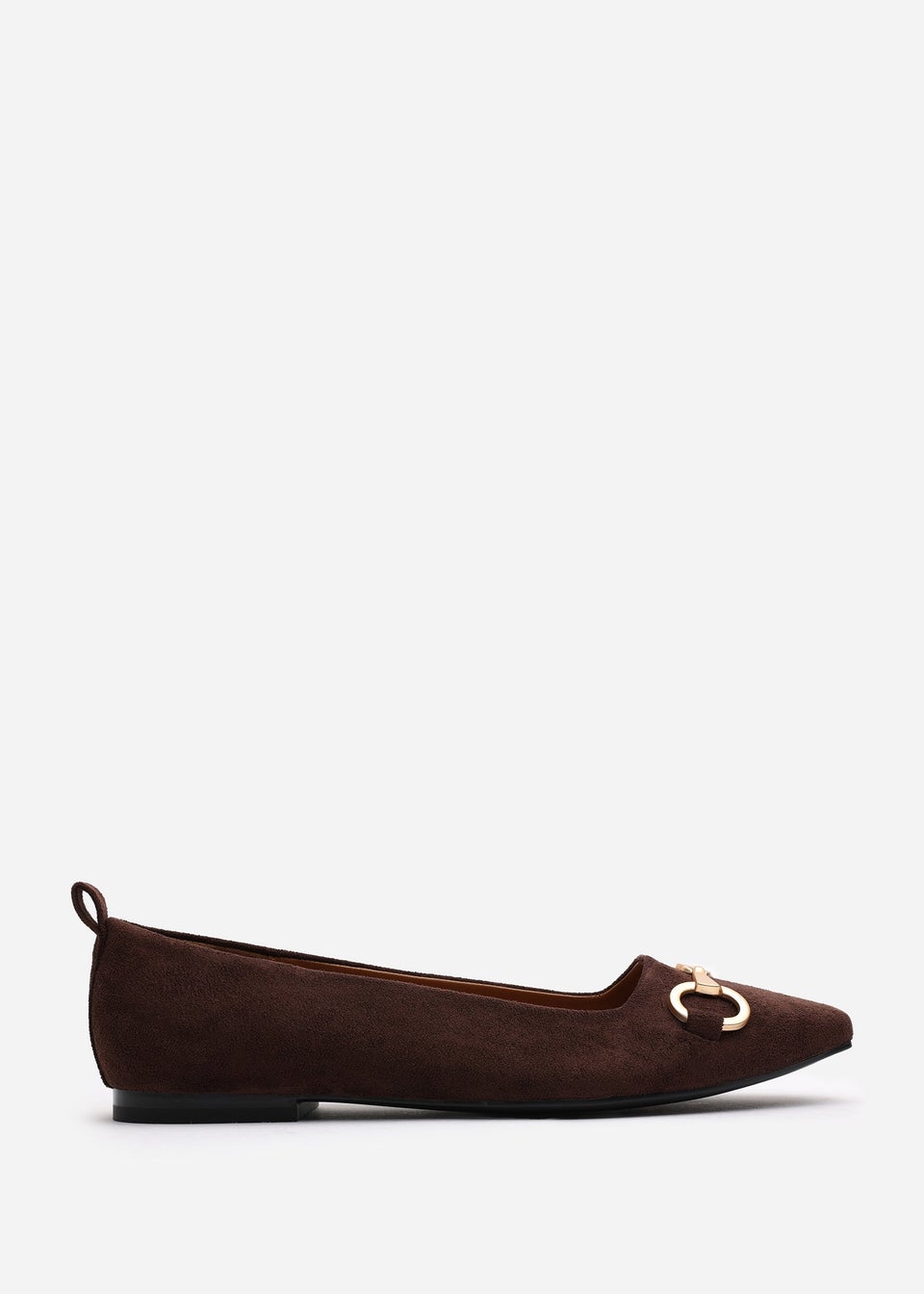 Where's That From Wide Fit Kira Brown Suede Flat Pumps