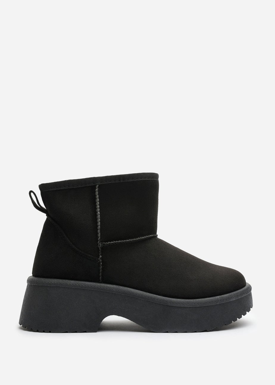 Where's That From Darcy Black PU Platform Ankle Boots