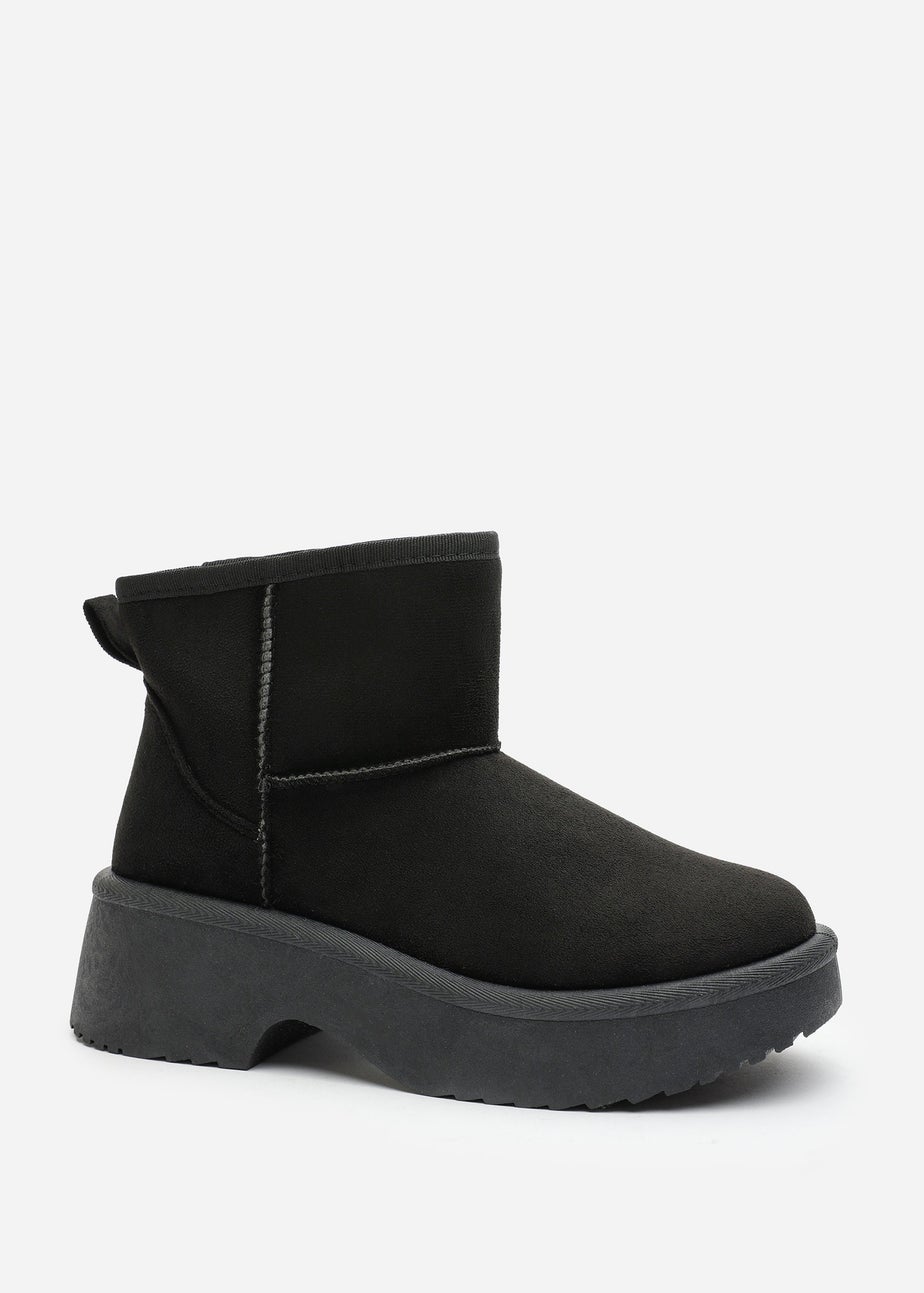 Where's That From Darcy Black PU Platform Ankle Boots