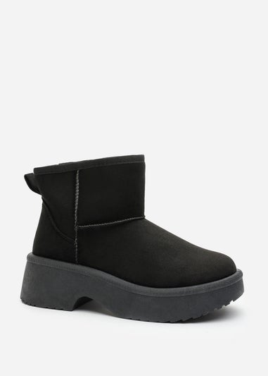 Where's That From Darcy Black PU Platform Ankle Boots
