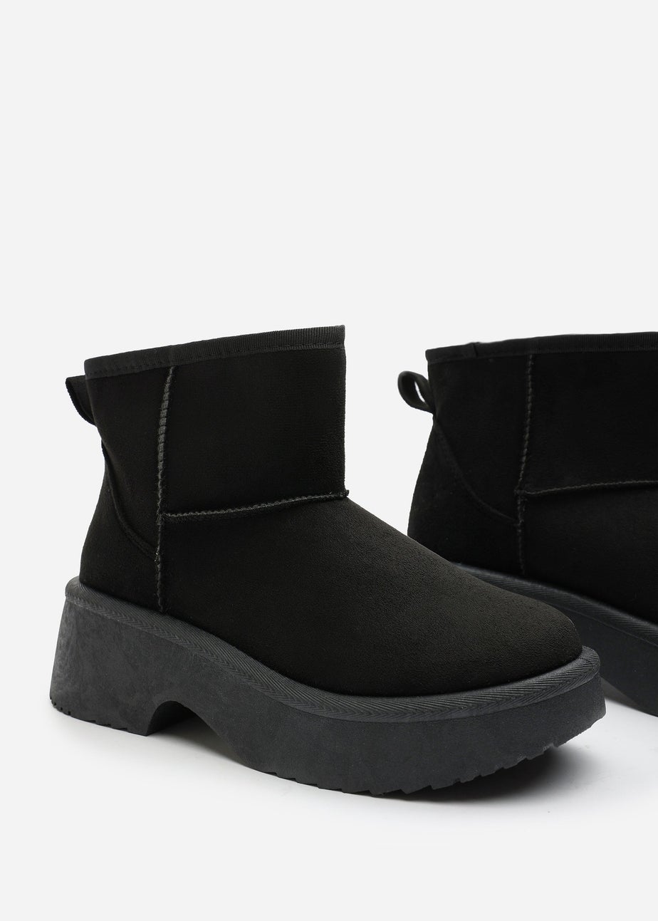 Where's That From Darcy Black PU Platform Ankle Boots