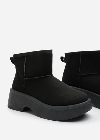 Where's That From Darcy Black PU Platform Ankle Boots