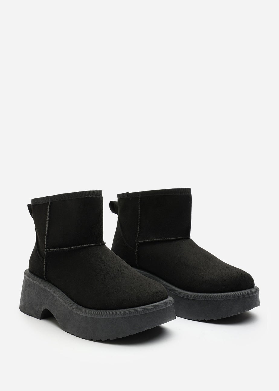 Where's That From Darcy Black PU Platform Ankle Boots