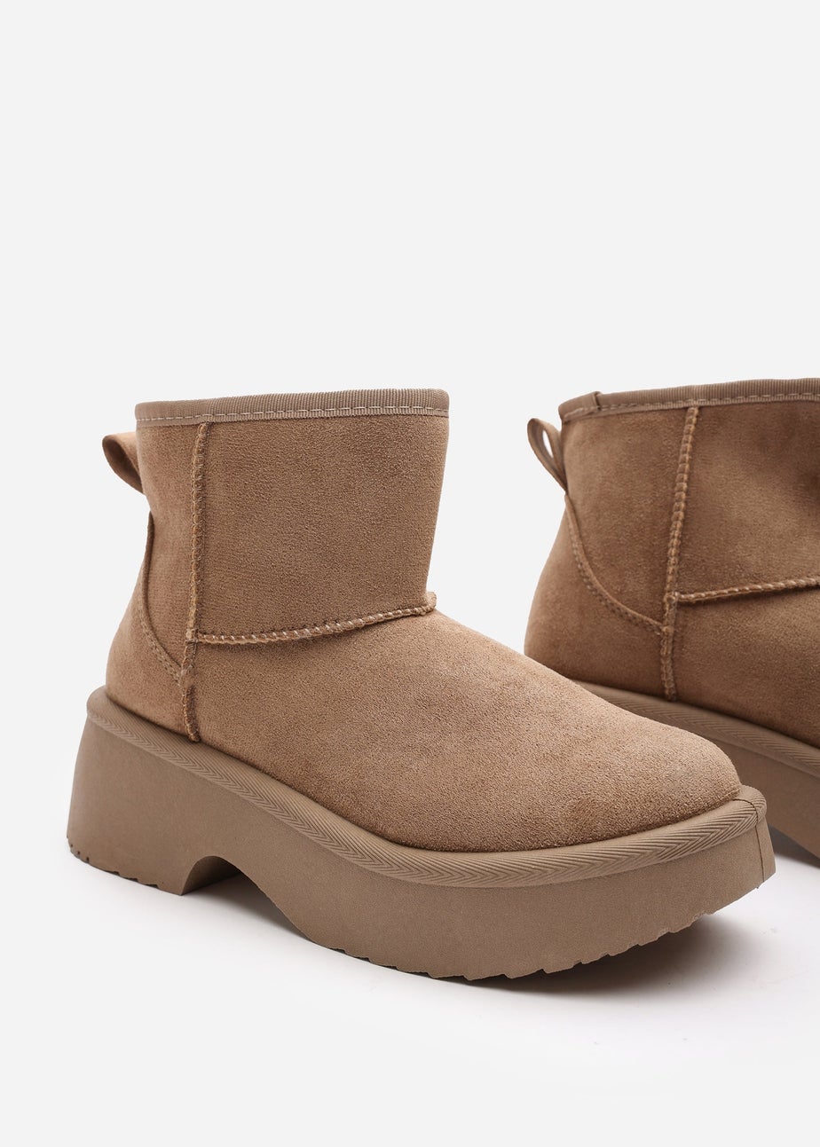 Where's That From Darcy Camel PU Platform Ankle Boots