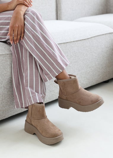 Where's That From Darcy Camel PU Platform Ankle Boots