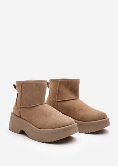 Where's That From Darcy Camel PU Platform Ankle Boots