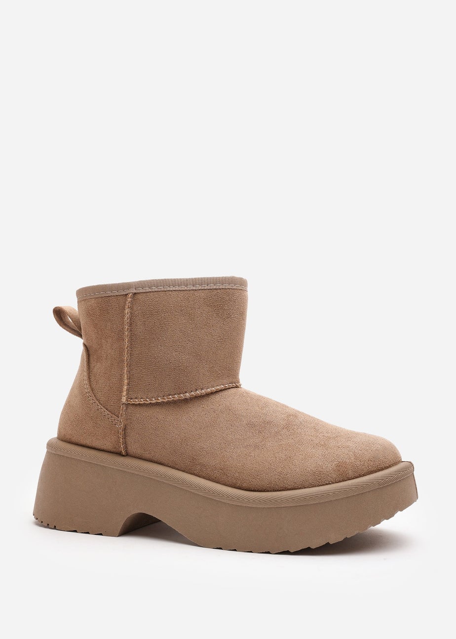 Where's That From Darcy Camel PU Platform Ankle Boots
