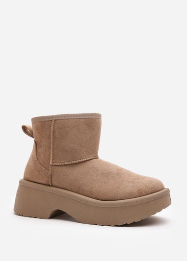 Where's That From Darcy Camel PU Platform Ankle Boots
