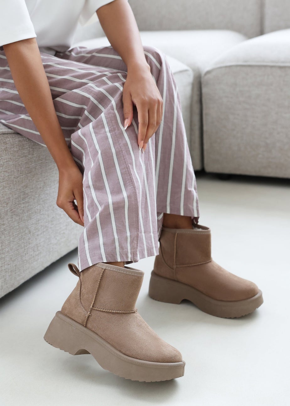 Where's That From Darcy Camel PU Platform Ankle Boots