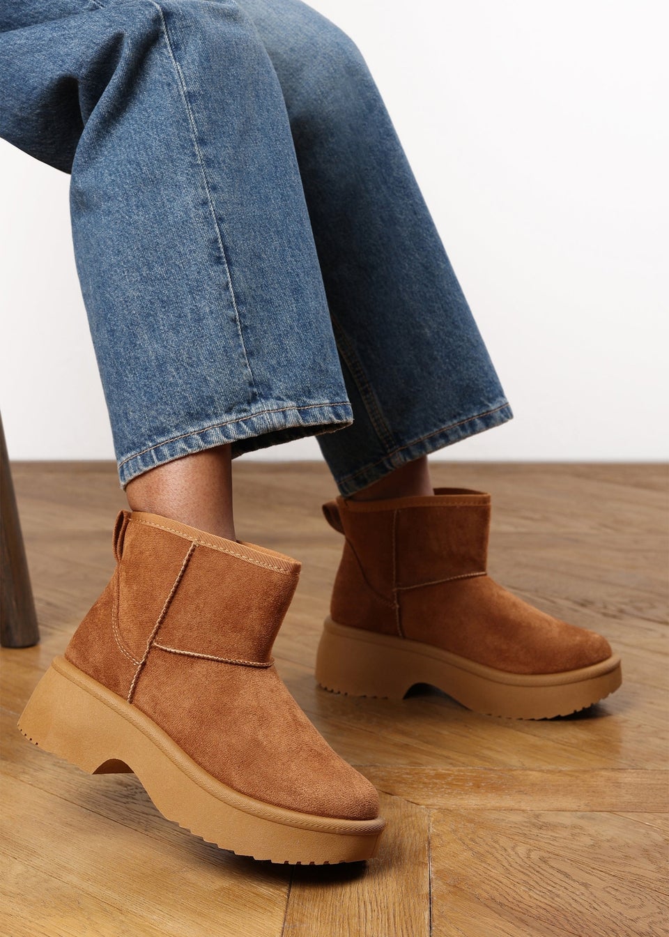 Where's That From Darcy Chestnut PU Platform Ankle Boots