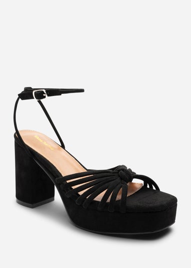 Wheres That From Bronte Wide Fit Black Suede Platform Sandals