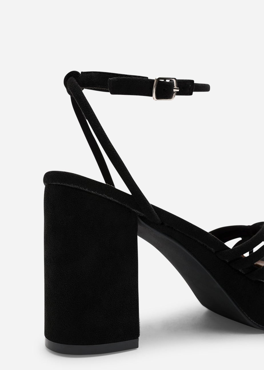 Wheres That From Bronte Wide Fit Black Suede Platform Sandals