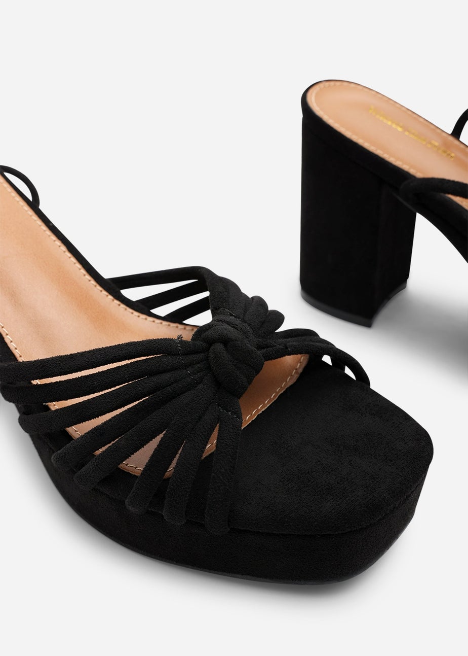 Wheres That From Bronte Wide Fit Black Suede Platform Sandals