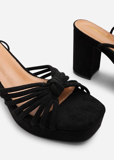 Wheres That From Bronte Wide Fit Black Suede Platform Sandals
