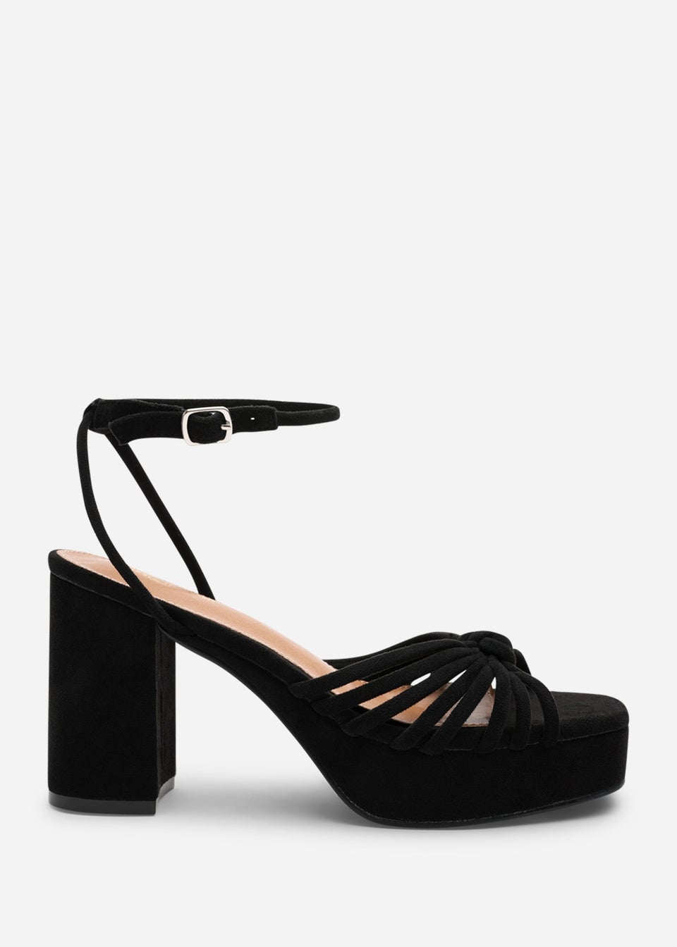 Wheres That From Bronte Wide Fit Black Suede Platform Sandals