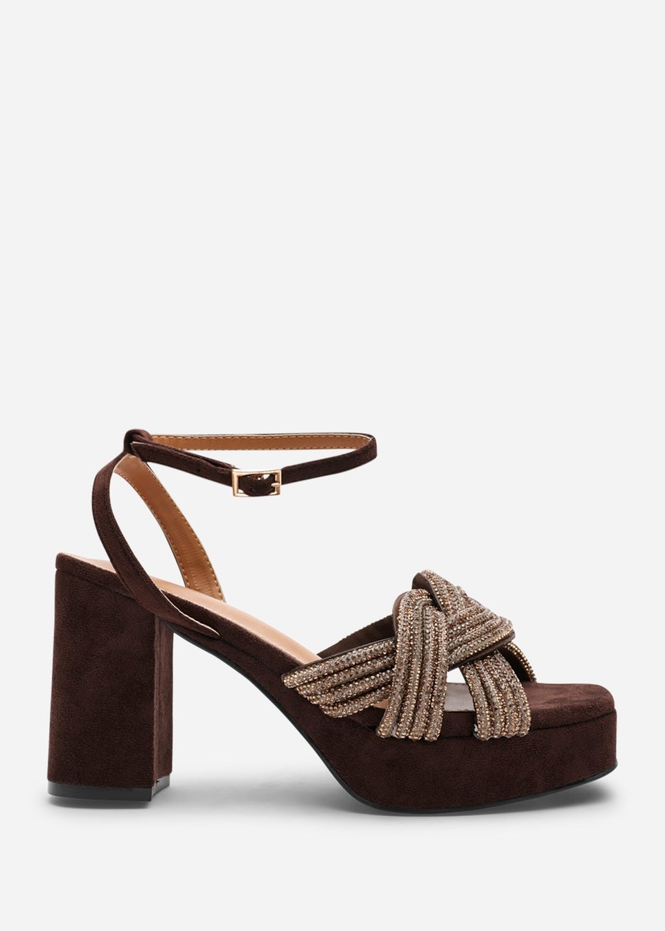 Wheres That From Karen Brown Suede Platform Block Heels