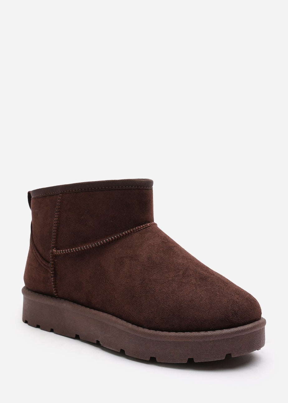 Wheres That From Maple Brown Suede Faux Fur Ankle Boots