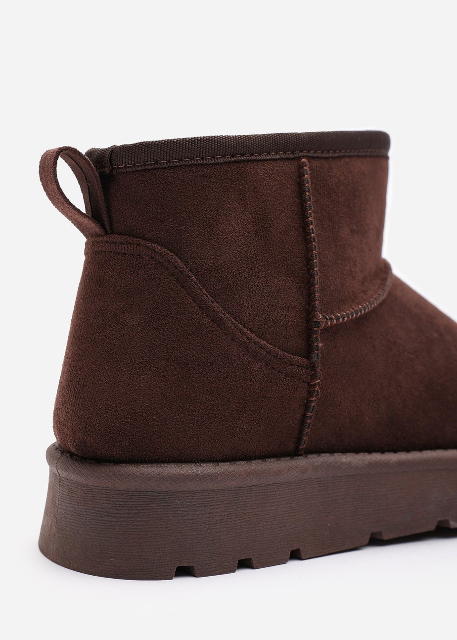 Wheres That From Maple Brown Suede Faux Fur Ankle Boots