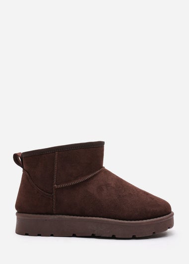 Wheres That From Maple Brown Suede Faux Fur Ankle Boots
