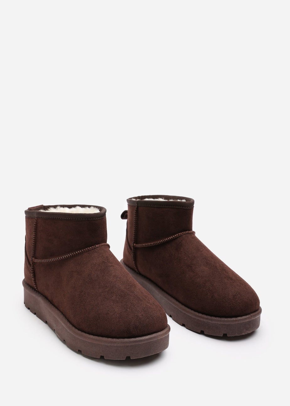 Wheres That From Maple Brown Suede Faux Fur Ankle Boots