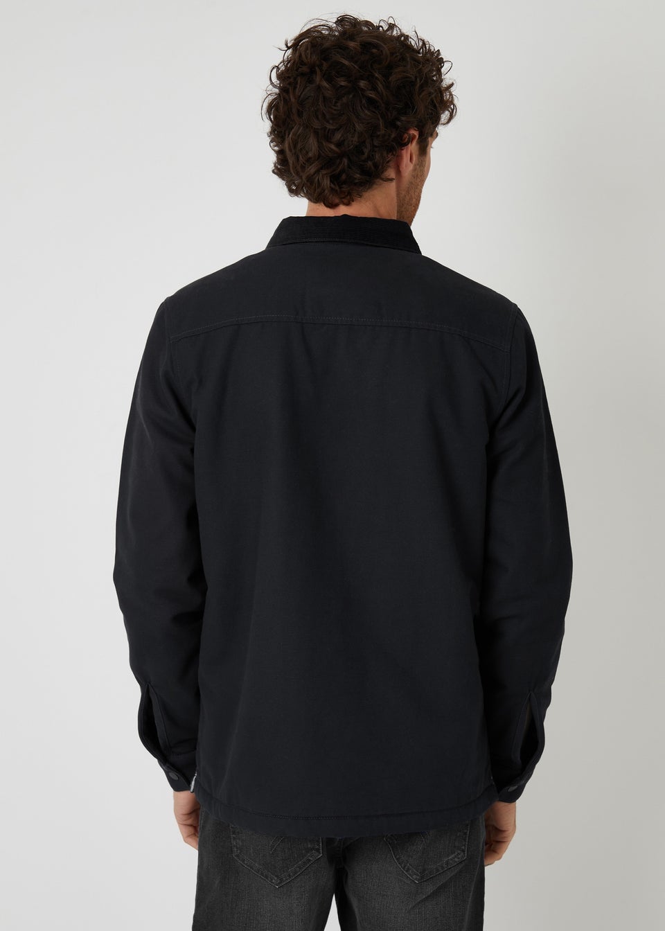 Threadbare Black Borg Lined Canvas Shacket