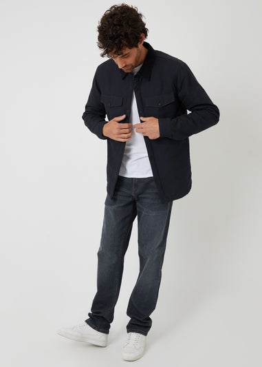 Threadbare Black Borg Lined Canvas Shacket