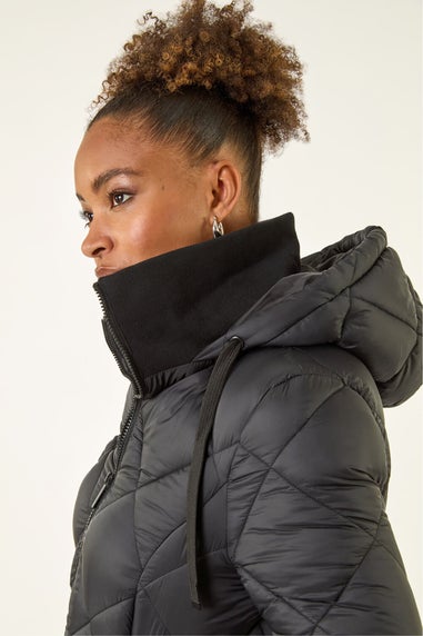 Roman Black Diamond Quilt Padded Coat