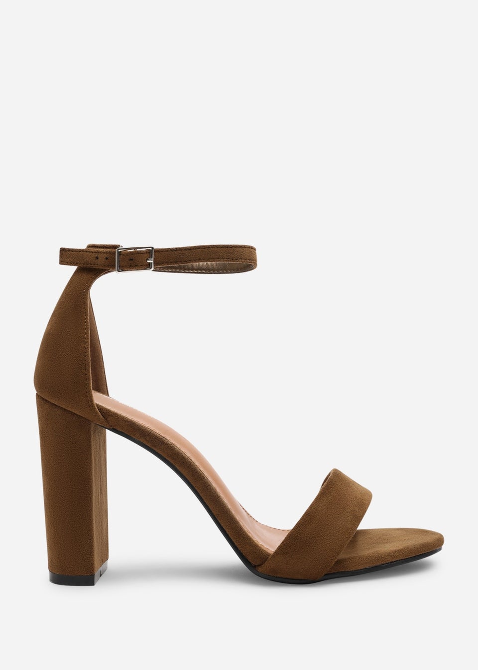 Where's That From Skye Khaki Suede Strappy Block Heels