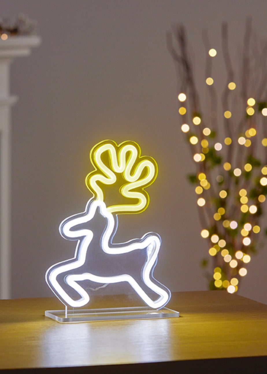 Premier Decorations Reindeer Design Table Hang or Stand Top Lit Neon Sign
