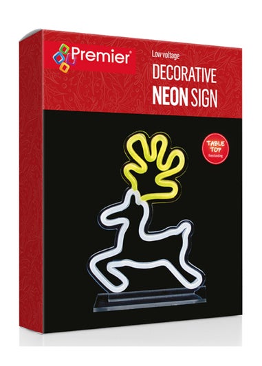 Premier Decorations Reindeer Design Table Hang or Stand Top Lit Neon Sign