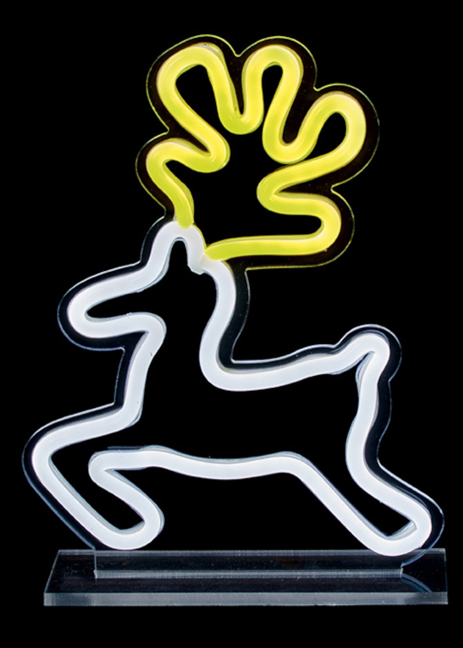 Premier Decorations Reindeer Design Table Hang or Stand Top Lit Neon Sign