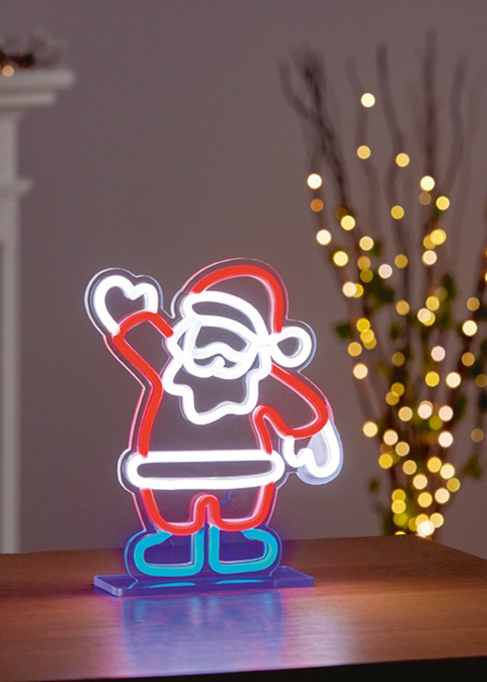 Premier Decorations Red Santa Design Hang or Stand Lit Neon Sign