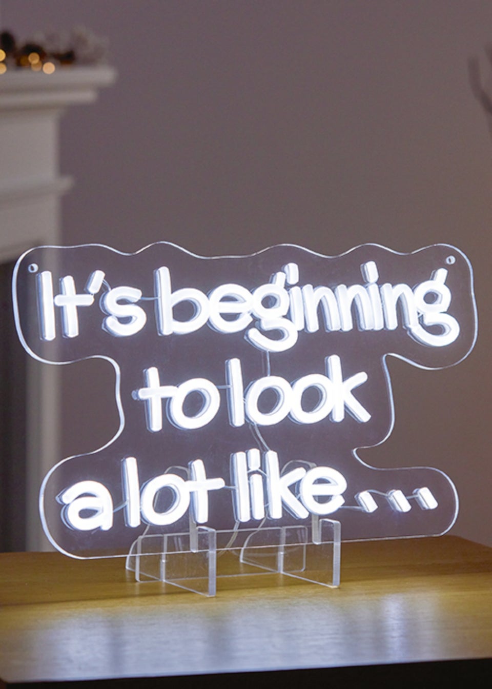 Premier Decorations "It's Beginning To Look A Lot Like..." Hang or Stand Lit Neon Sign